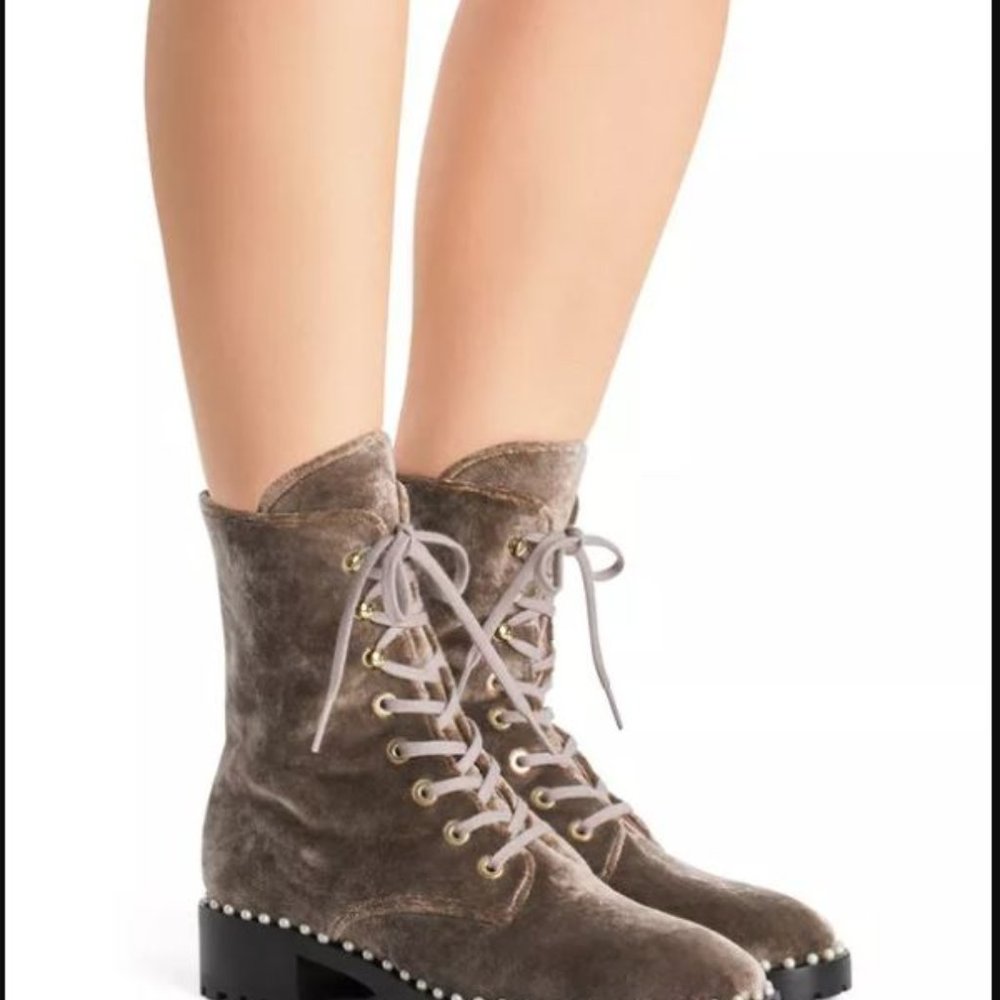 Stuart Weitzman Taupe Velvet Allie Desert Rose Sport Size M 7.5. Brand new.